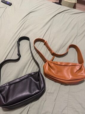 two leather crossbody shoulder bags